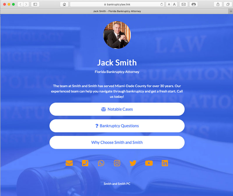 Example of Branded Legal link page fr ESQ.LINK